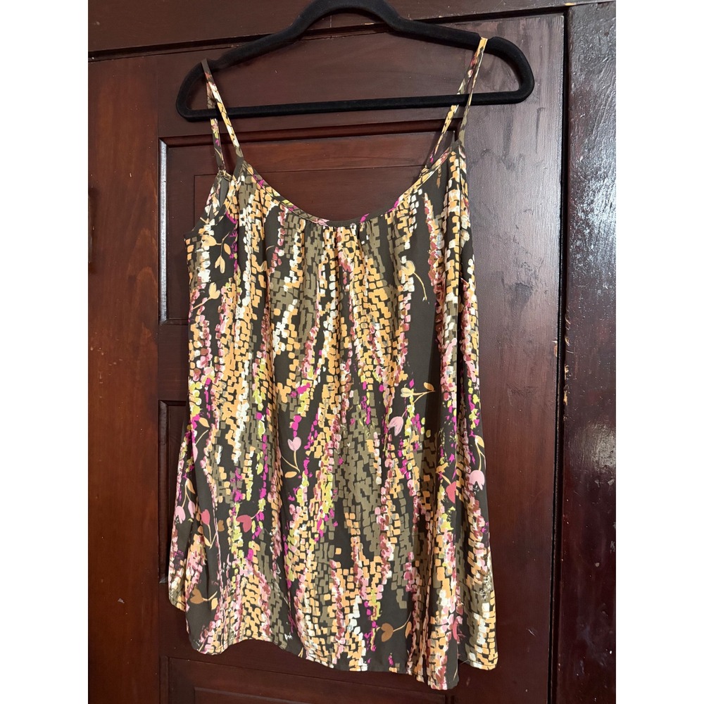 Cabi Scoop Neck Cami Tank Top Style Multi Color Mosaic Floral Print Medium Y2K